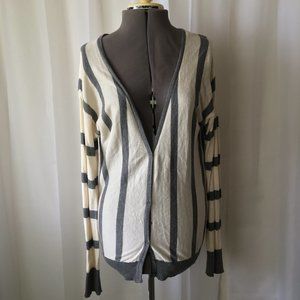 Forever 21 Vertical Stripe Cream and Grey Cardigan